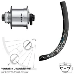 Dt-swiss Vorderrad 28 Zoll Dynamo Shimano DH-UR705 DT Swiss H 522 Steckachse 12x100 Mm