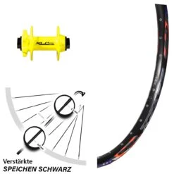 26 Zoll Vorderrad XLC Pro Gelb 15x100 Mm DRC ZZYZX Felge 28-559