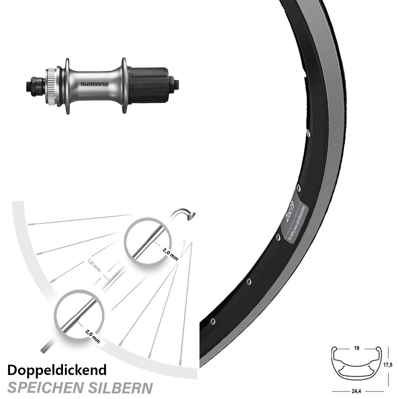 Shimano Alivio FH-M4050 Ryde ZAC 19 Hinteres Rad 26 Zoll 3 Shimano Alivio FH-M4050 Ryde ZAC 19 Hinteres Rad 26 Zoll