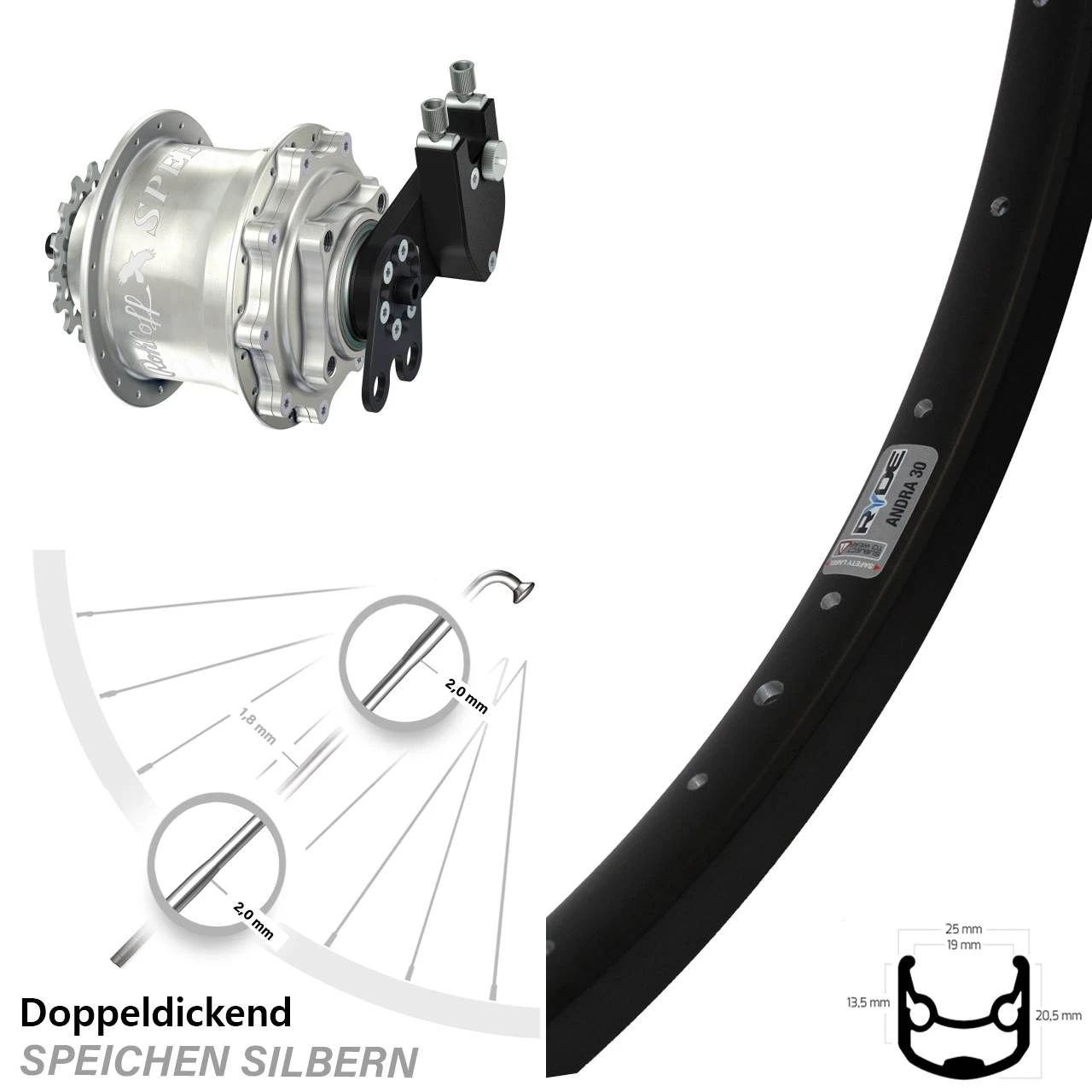 Rohloff Speedhub CC DB Ryde Andra 30 Disc Laufrad 26 Zoll 3 Rohloff Speedhub CC DB Ryde Andra 30 Disc Laufrad 26 Zoll