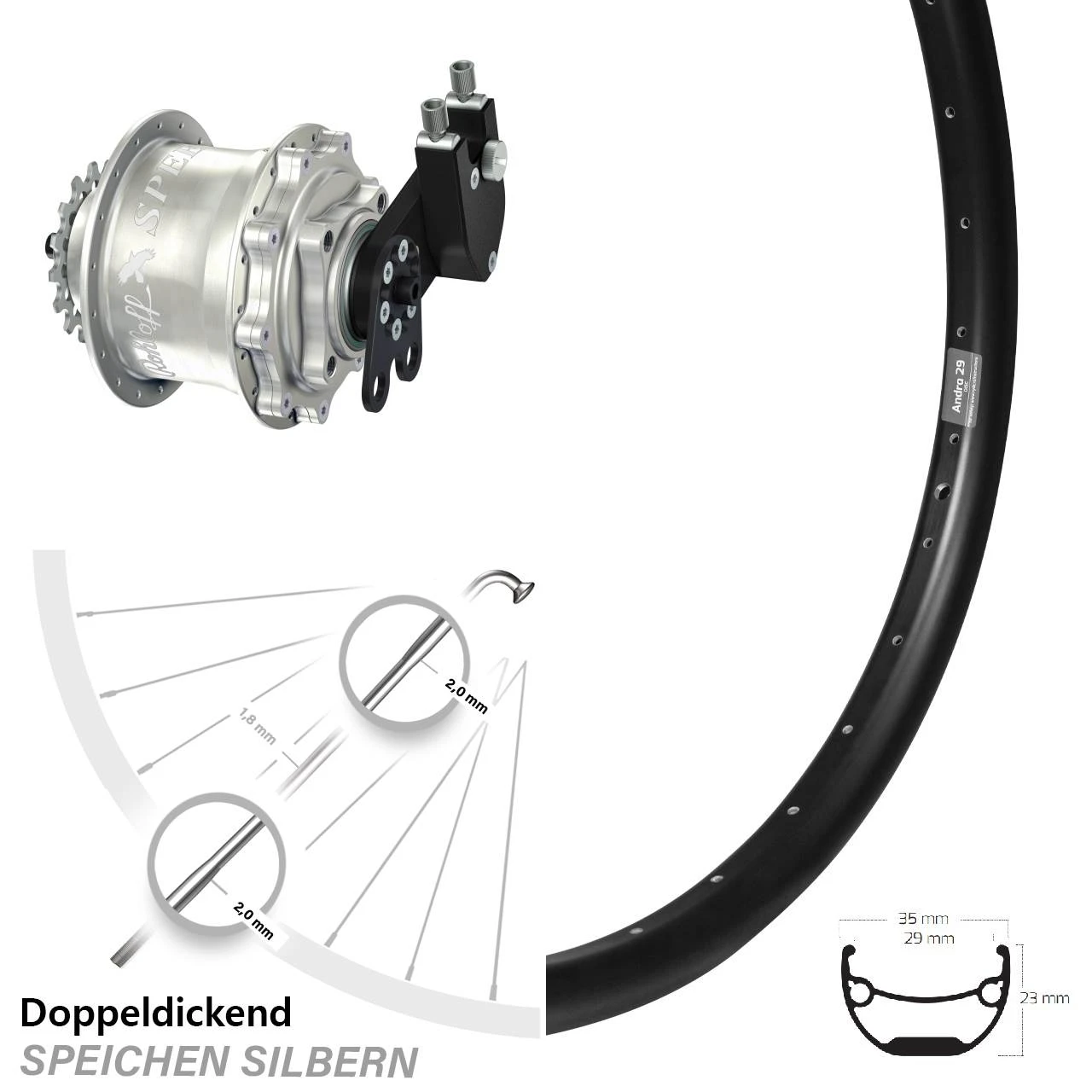 Rohloff Speedhub CC DB Ryde Andra 29 Laufrad 29 Zoll 3 Rohloff Speedhub CC DB Ryde Andra 29 Laufrad 29 Zoll