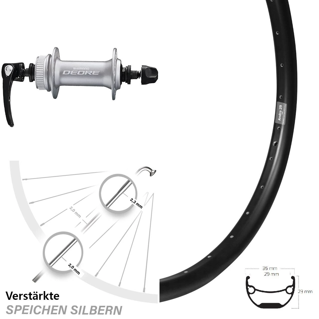Ryde Andra 29 Scheibenbrems-Vorderrad 27,5 Zoll Mit Shimano Deore HB-M6000 Nabe 3 Ryde Andra 29 Scheibenbrems-Vorderrad 27,5 Zoll Mit Shimano Deore HB-M6000 Nabe