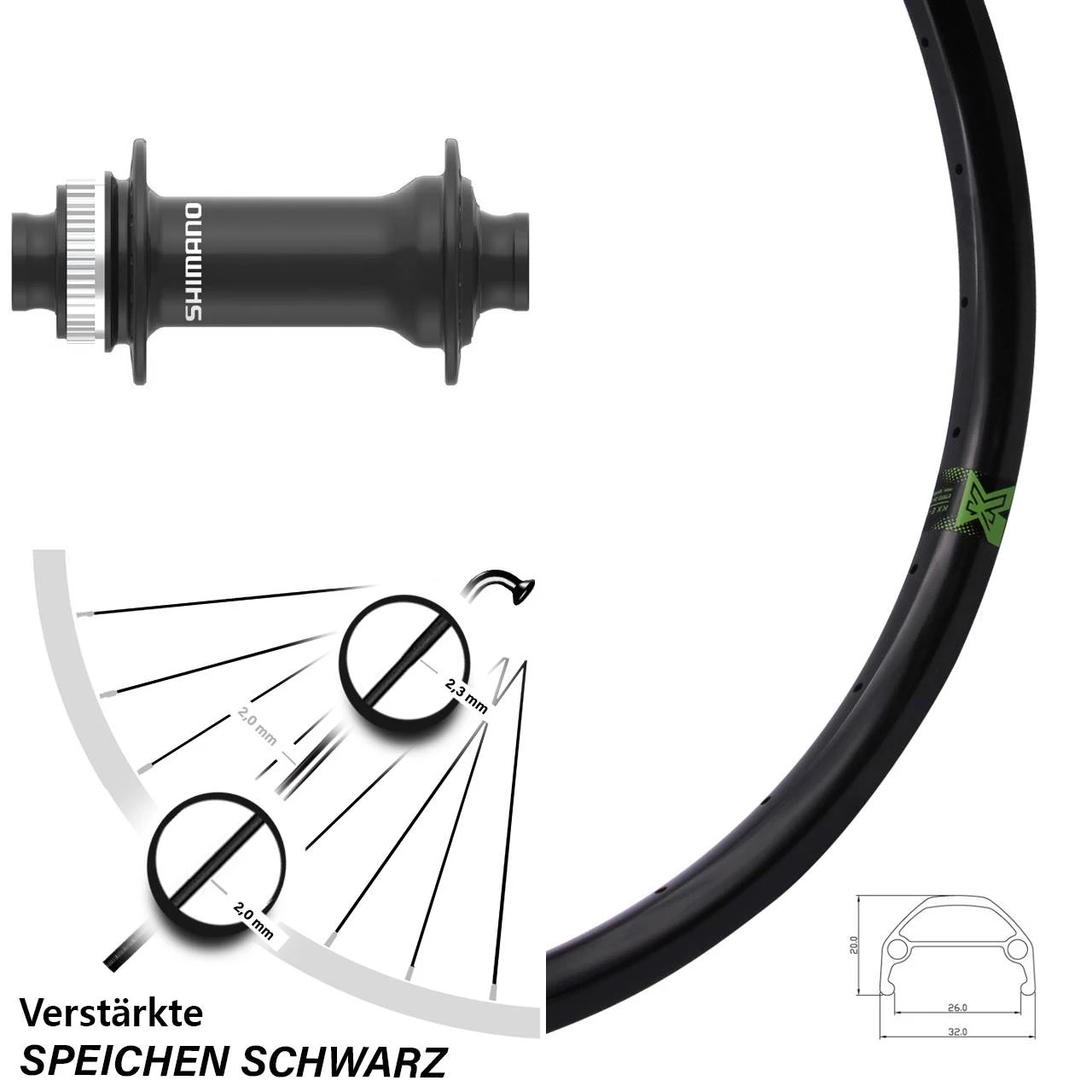 KX E-Vo 20 Zoll Shimano HB-MT410-B Centerlock-Vorderrad 3 KX E-Vo 20 Zoll Shimano HB-MT410-B Centerlock-Vorderrad
