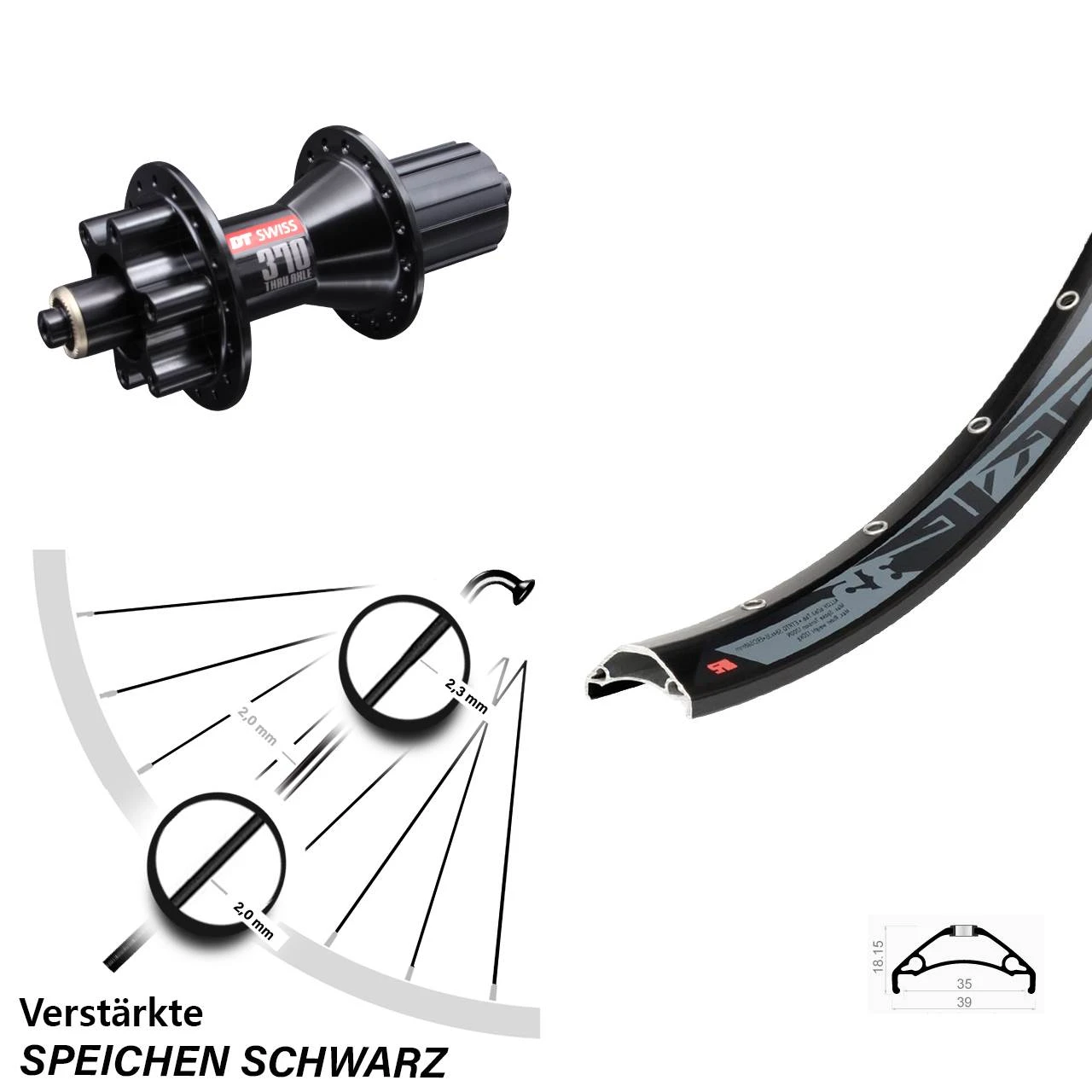 27,5+ Zoll Hinterrad DT Swiss 370 6-Loch Rodi TRYP35 Schnellspanner 135 Mm 3 27,5+ Zoll Hinterrad DT Swiss 370 6-Loch Rodi TRYP35 Schnellspanner 135 Mm