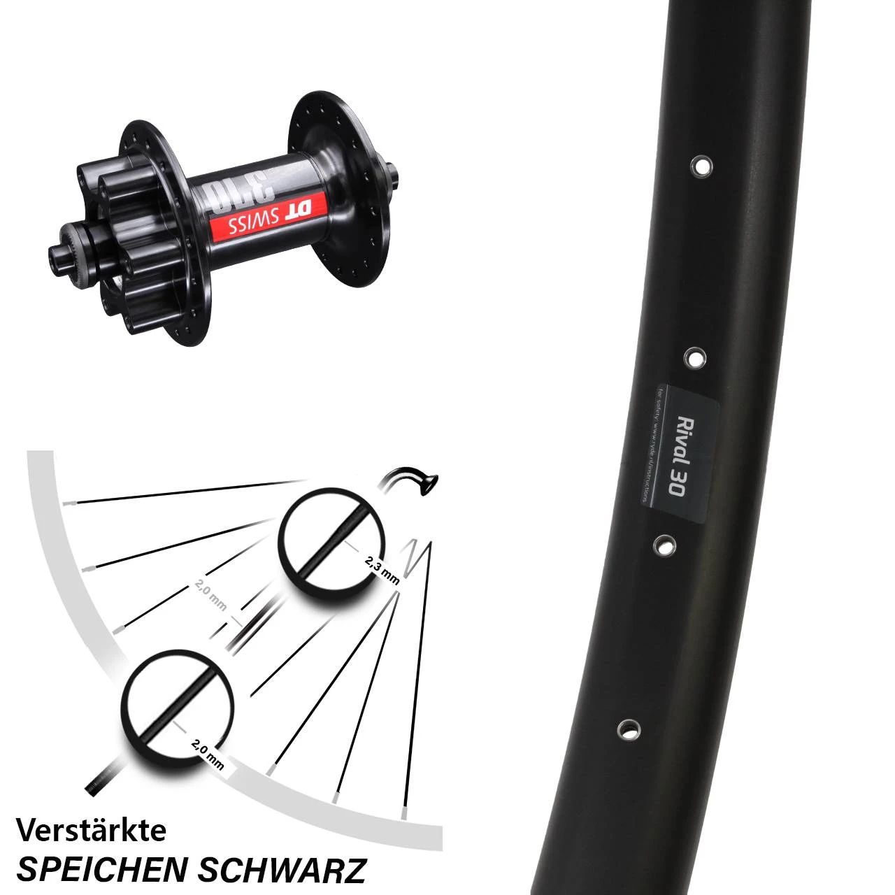 Ryde Rival 30 Disc Vorderrad 27,5 Zoll DT Swiss 370 Nabe 5/100 Mm 3 Ryde Rival 30 Disc Vorderrad 27,5 Zoll DT Swiss 370 Nabe 5/100 Mm