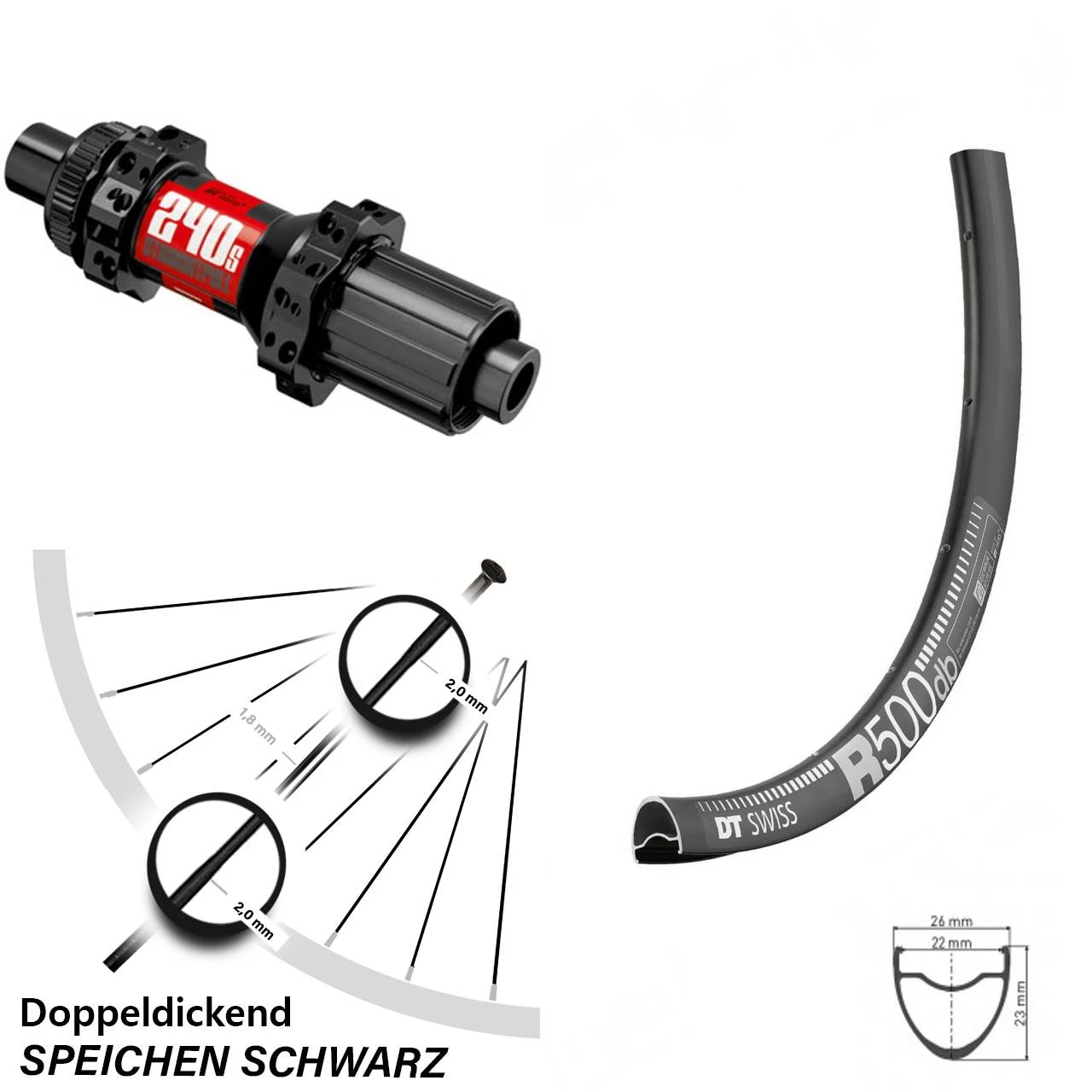 Dt-swiss 27,5 Zoll Hinterrad R 500 Disc DT Swiss 240 Straightpull 12x142 Mm Centerlock 11-fach 3 Dt-swiss 27,5 Zoll Hinterrad R 500 Disc DT Swiss 240 Straightpull 12x142 Mm Centerlock 11-fach