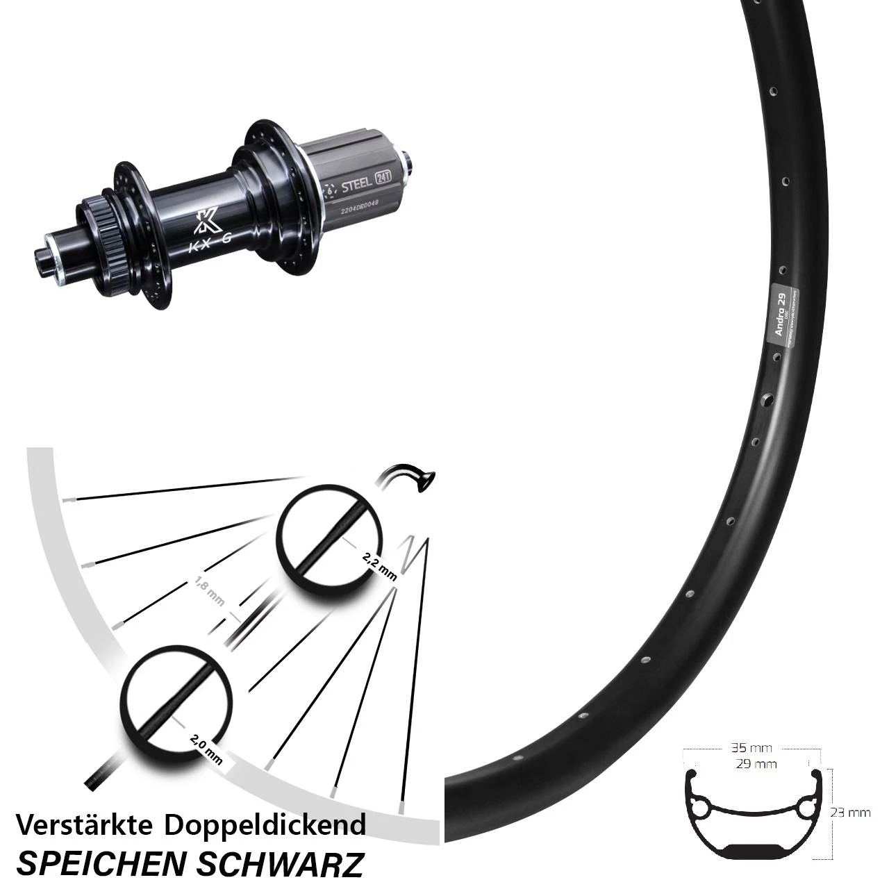 KX-GS 5x135 Ryde Andra 29 Zoll Centerlock Hinterrad 3 KX-GS 5x135 Ryde Andra 29 Zoll Centerlock Hinterrad