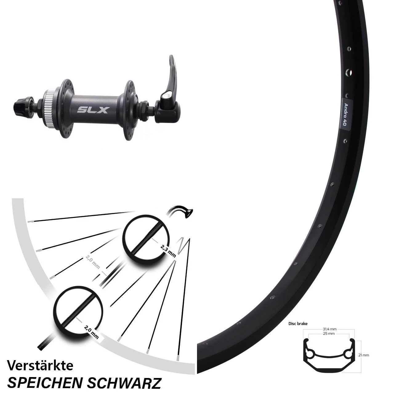 Shimano SLX Ryde Andra 40 Disc Laufrad 20 Zoll Centerlock 3 Shimano SLX Ryde Andra 40 Disc Laufrad 20 Zoll Centerlock
