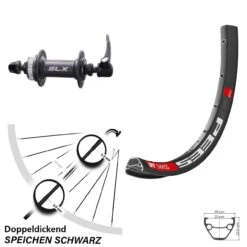 Dt-swiss Schwarzes 26 Zoll Vorderrad DT Swiss 533 D Mit Shimano SLX Centerlock