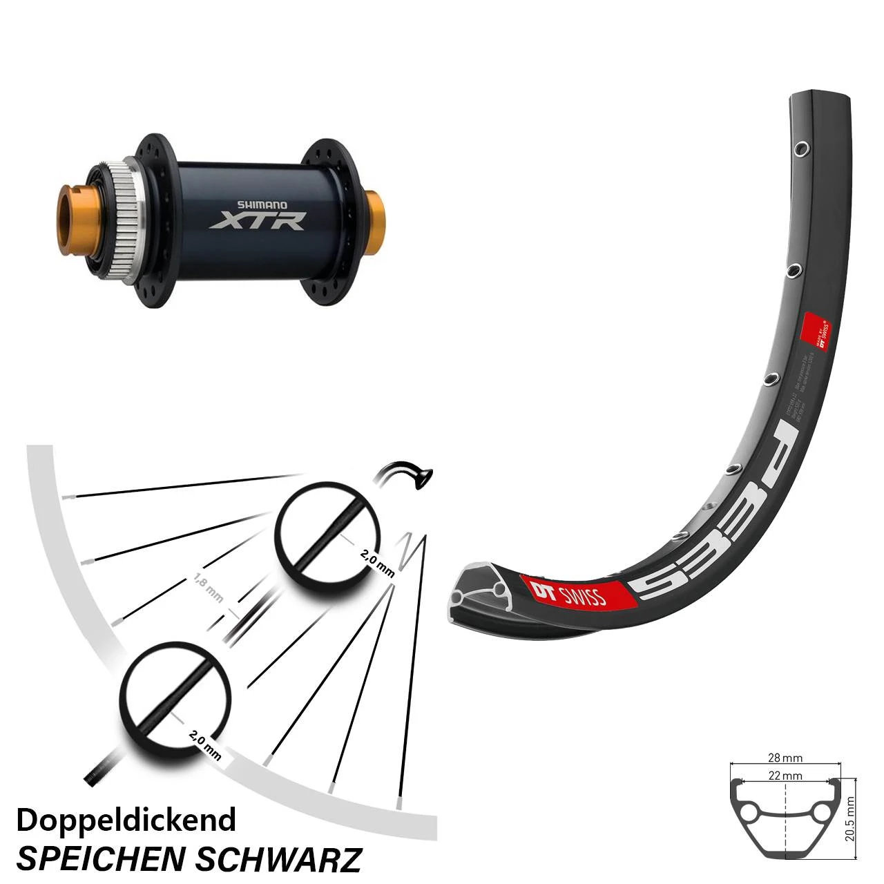 Dt-swiss 26 Zoll Vorderrad DT Swiss 533 D Shimano XTR Für Steckachse 3 Dt-swiss 26 Zoll Vorderrad DT Swiss 533 D Shimano XTR Für Steckachse