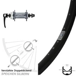 28 Zoll Vorderrad Ryde Andra 30 Disc Shimano HB-M615 Silbern