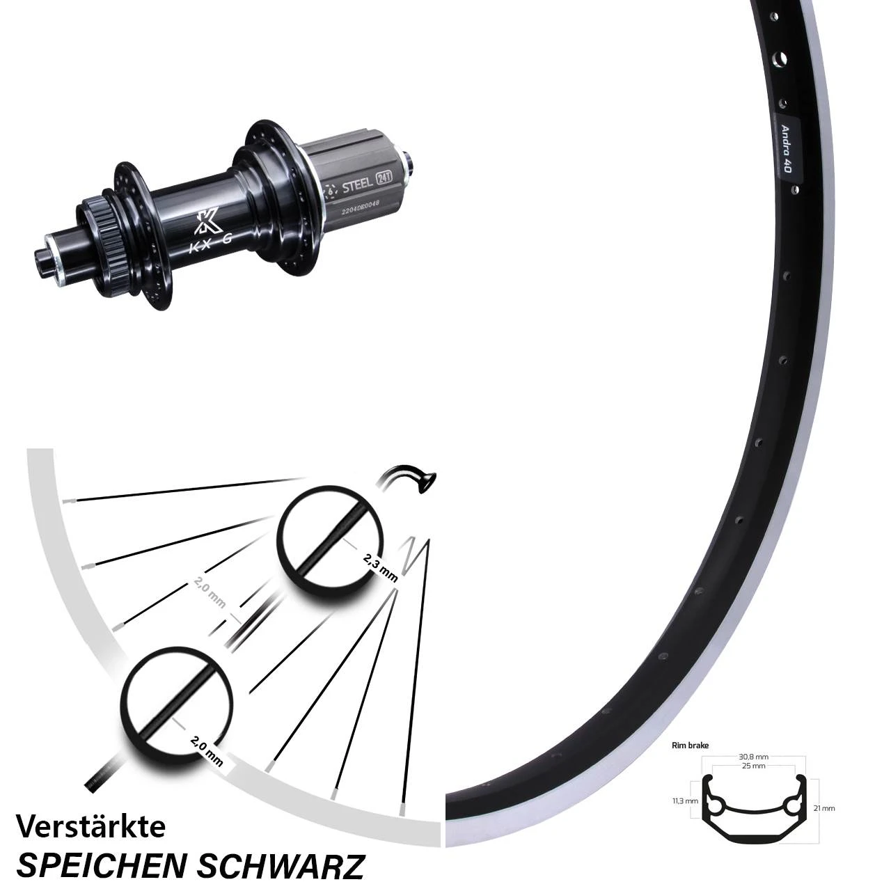 24 Zoll Hinterrad Ryde Andra 40 Mit KX-GS 5x135 Centerlock Nabe 3 24 Zoll Hinterrad Ryde Andra 40 Mit KX-GS 5x135 Centerlock Nabe
