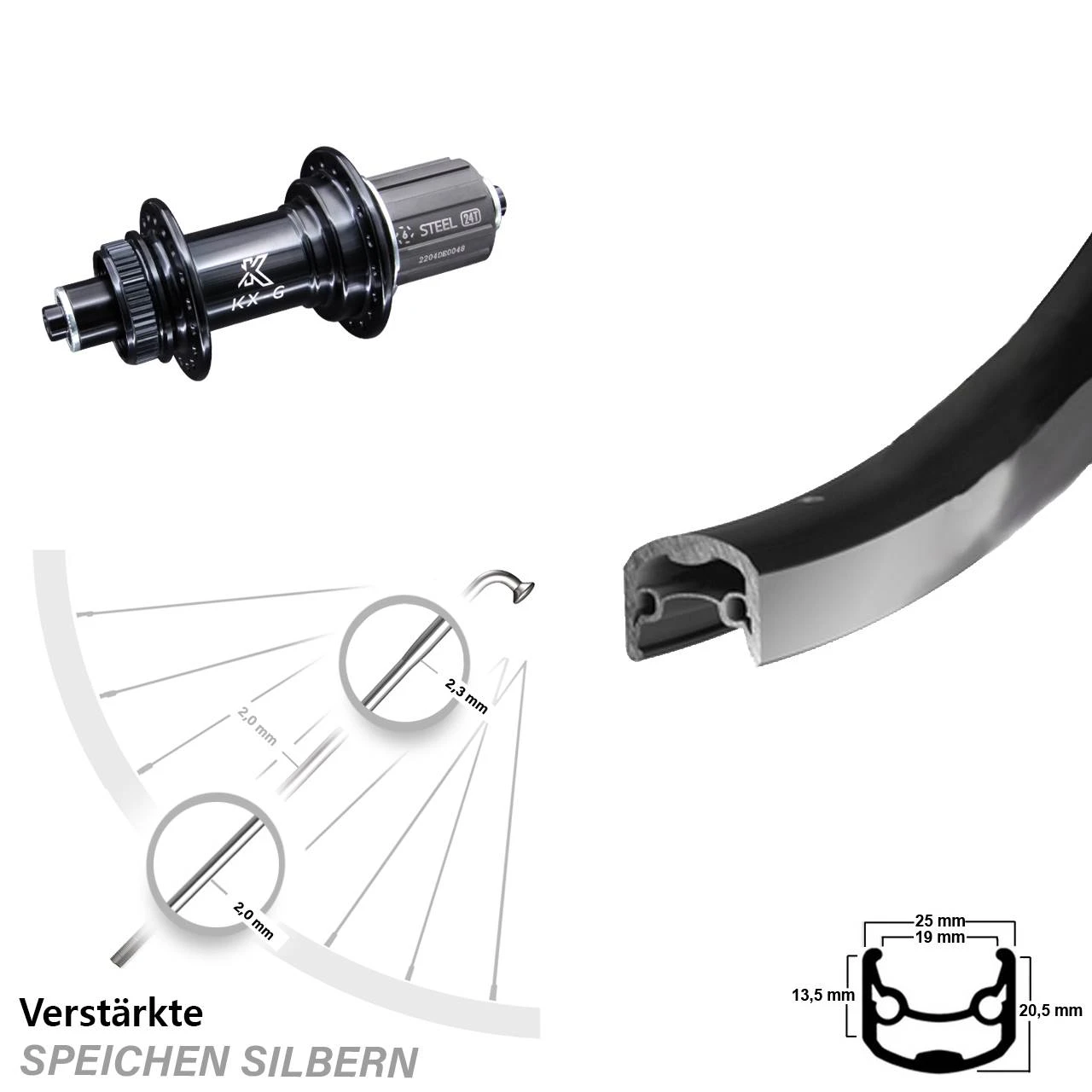 KX-GS 5x135 Centerlock Ryde Andra 30 Hinterrad 26 Zoll 3 KX-GS 5x135 Centerlock Ryde Andra 30 Hinterrad 26 Zoll