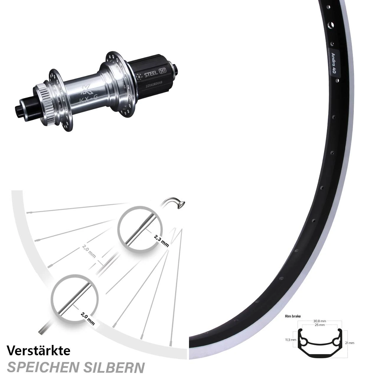 KX-GS Silbern Eloxiert 5x135 Centerlock Ryde Andra 40 Hinteres Rad 27,5 Zoll Felgenbremse 3 KX-GS Silbern Eloxiert 5x135 Centerlock Ryde Andra 40 Hinteres Rad 27,5 Zoll Felgenbremse