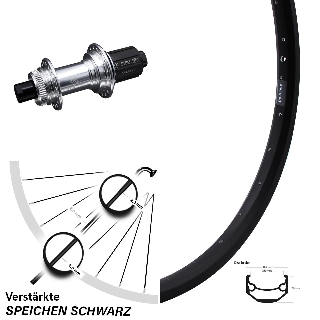 KX-GS Silbern Eloxiert 12x142 Mm Centerlock Ryde Andra 40 Disc Hinteres Rad 28-29 Zoll 3 KX-GS Silbern Eloxiert 12x142 Mm Centerlock Ryde Andra 40 Disc Hinteres Rad 28-29 Zoll