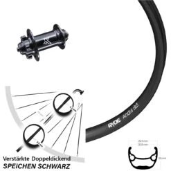 28-29 Zoll Vorderrad KX-M 5x100 Mm Schwarz Ryde Andra 321 Für 6-Loch