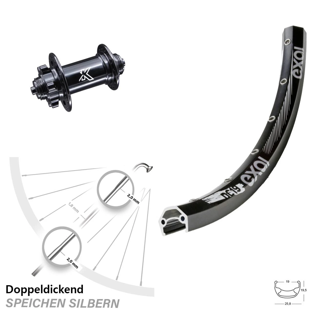 28 Zoll Vorderrad KX-M Schnellspanner Exal DC 19 Für 6-loch 3 28 Zoll Vorderrad KX-M Schnellspanner Exal DC 19 Für 6-loch