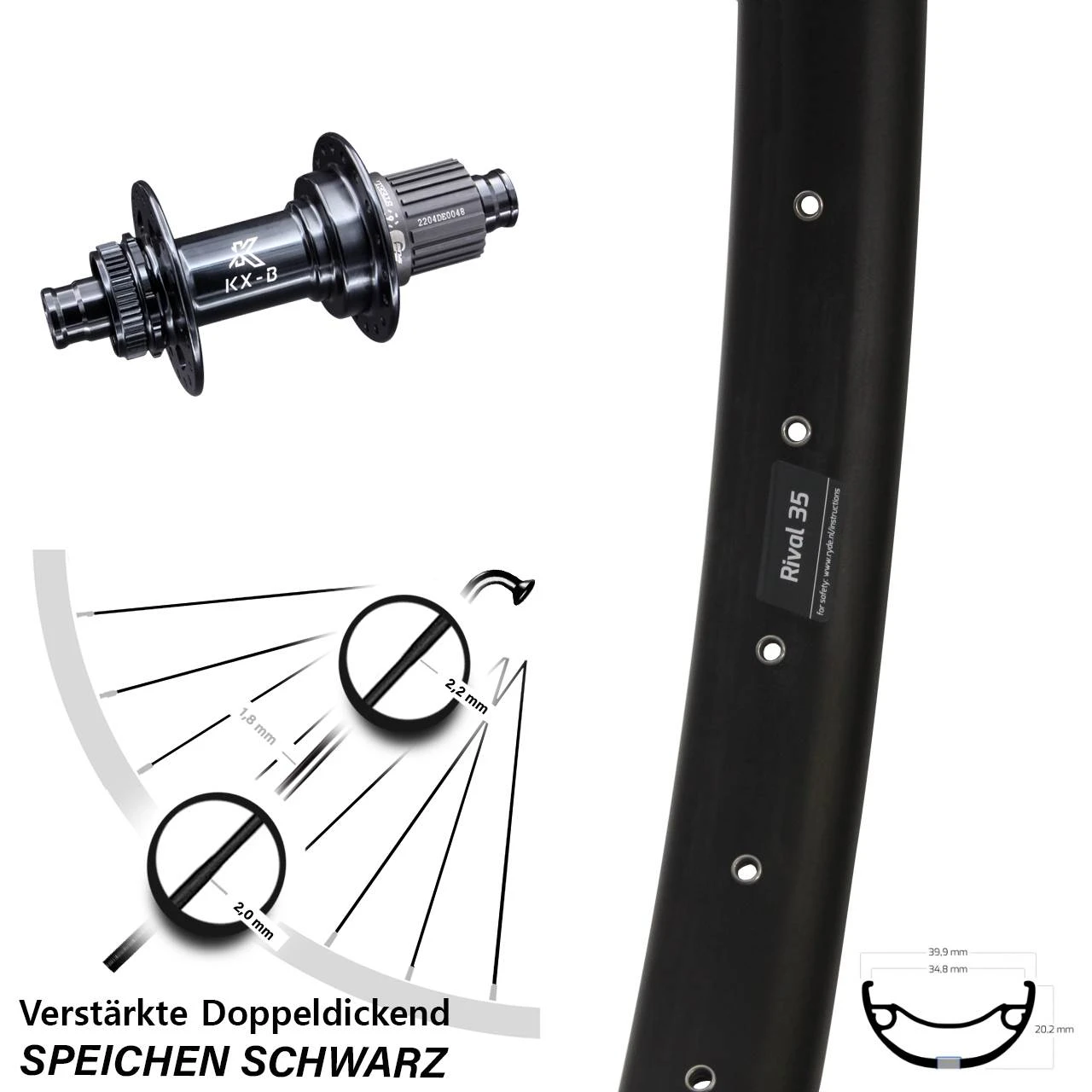 KX-B Boost Centerlock Micro Spline Ryde Rival Hinterrad 29 Zoll Heavy Duty 3 KX-B Boost Centerlock Micro Spline Ryde Rival Hinterrad 29 Zoll Heavy Duty