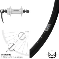 Vorderrad 28 Zoll Ryde Andra 30 Disc Shimano HB-M595 Silbern