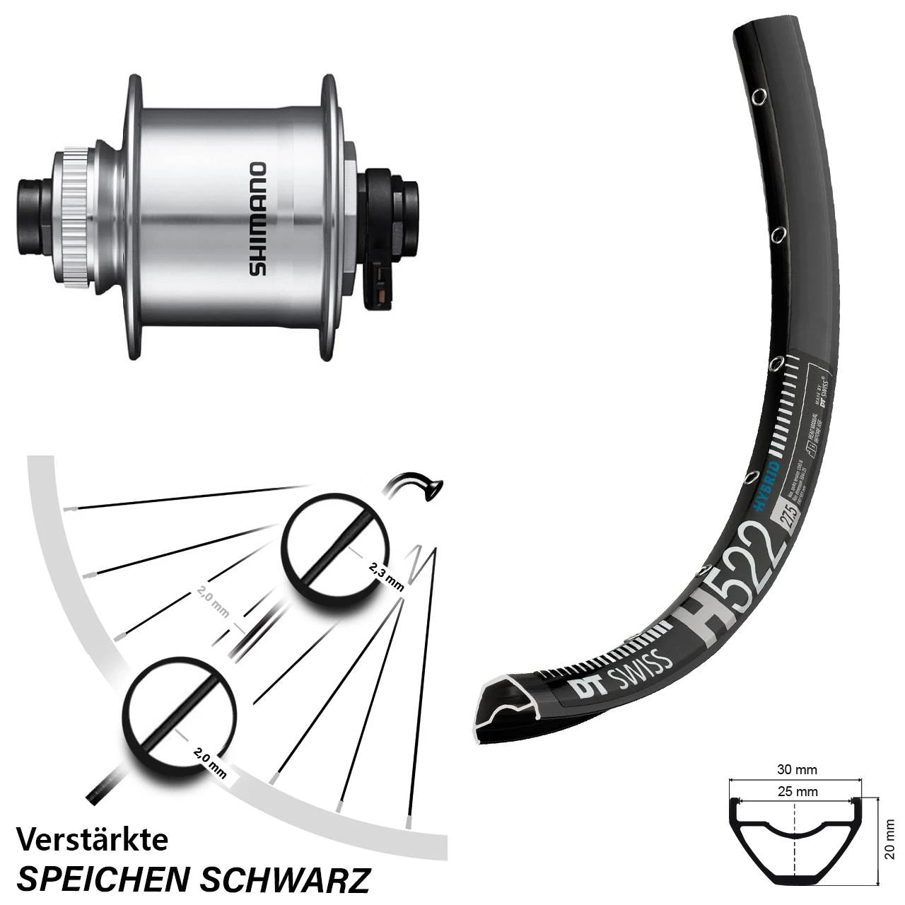 Dt-swiss Vorderrad 27,5 Zoll DT Swiss H 522 Disc 15x100 Mm Steckachse Shimano DH-UR708-3D Silbern 3 Dt-swiss Vorderrad 27,5 Zoll DT Swiss H 522 Disc 15x100 Mm Steckachse Shimano DH-UR708-3D Silbern