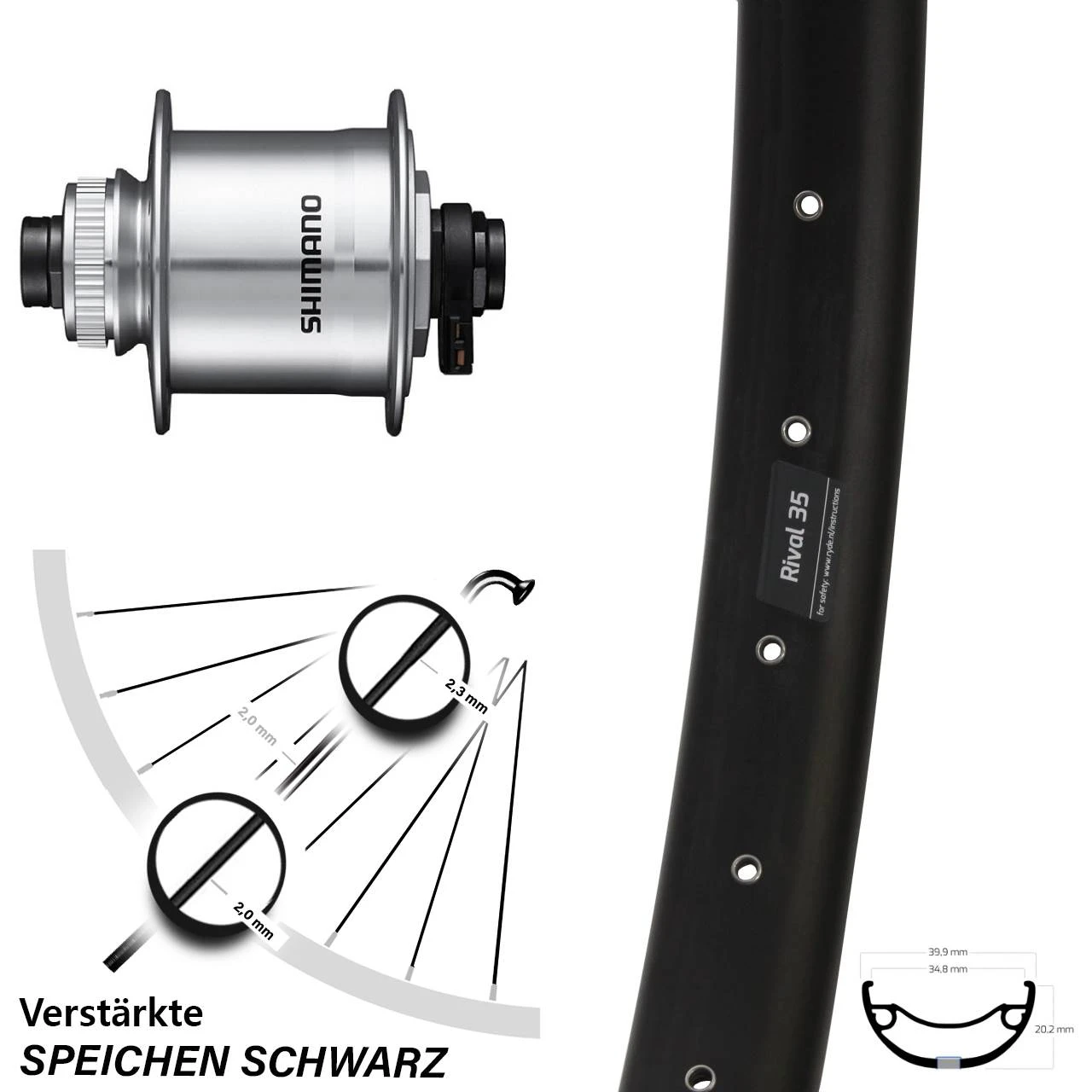 Vorderrad 29 Zoll Ryde Rival 35 Disc 15x100 Mm Steckachse Shimano DH-UR708-3D Silbern 3 Vorderrad 29 Zoll Ryde Rival 35 Disc 15x100 Mm Steckachse Shimano DH-UR708-3D Silbern