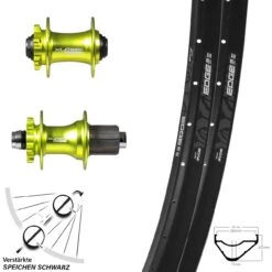29 Zoll Laufradsatz Ryde Edge M30 Verstärkt XLC Nabe Grün Eloxiert 15x100 12x142 Mm