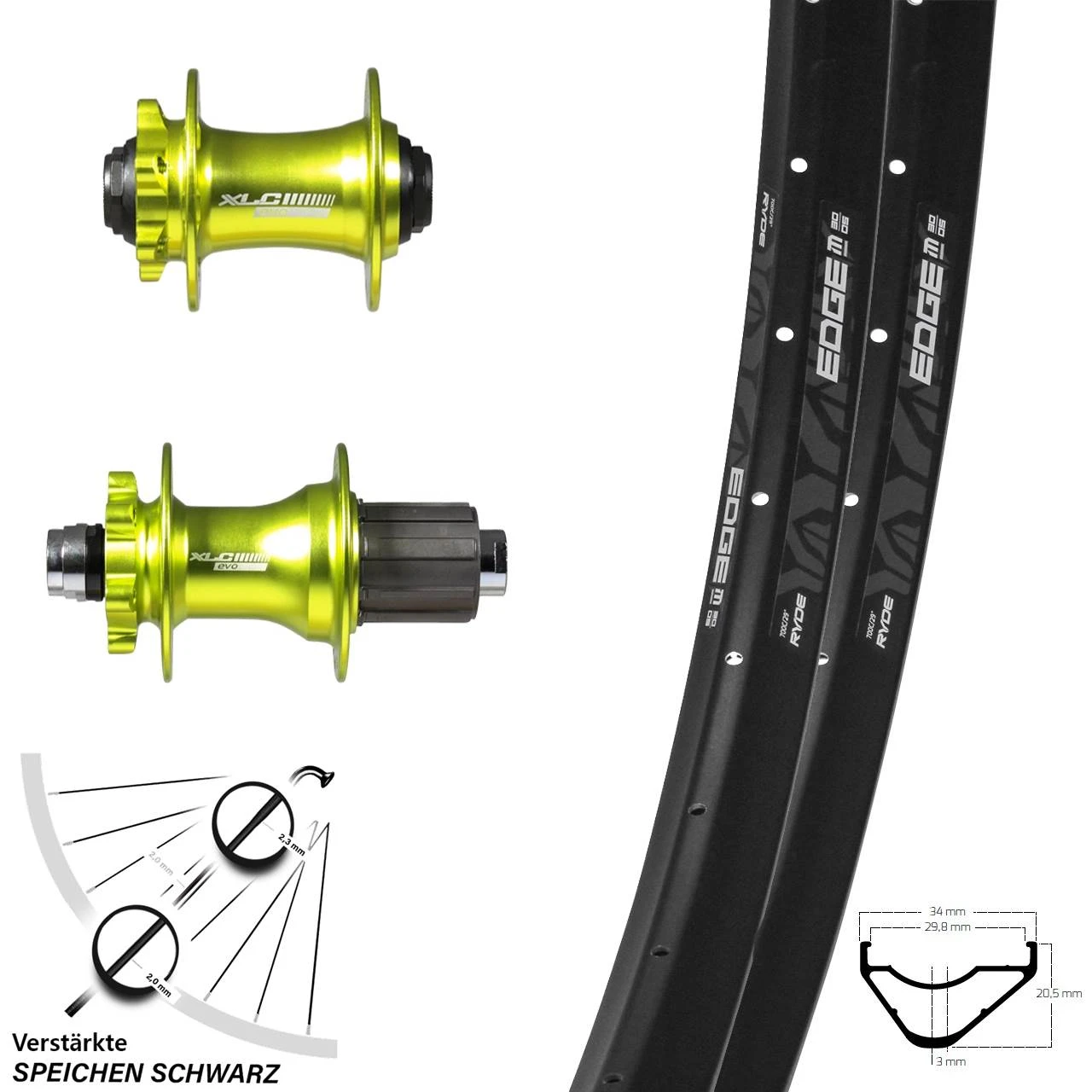 Laufradsatz Ryde Edge M30 29 Zoll XLC Nabe Grün Eloxiert Steckachse 15x100 12x142 Mm 3 Laufradsatz Ryde Edge M30 29 Zoll XLC Nabe Grün Eloxiert Steckachse 15x100 12x142 Mm
