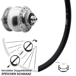 20 Zoll Vorderes Rad Mit Nabendynamo Ryde Andra 40 SON 28 Disc Silbern Eloxiert
