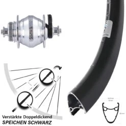 Nabendynamo Shutter Precision PL-8 Silbern Ryde Dutch 19 Vorderrad 28-29 Zoll Hochprofil