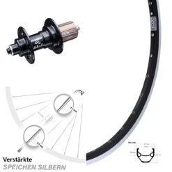 26 Zoll Hinterrad Ryde ZAC 421 Mit KX-T Nabe 130 Mm Schwarz