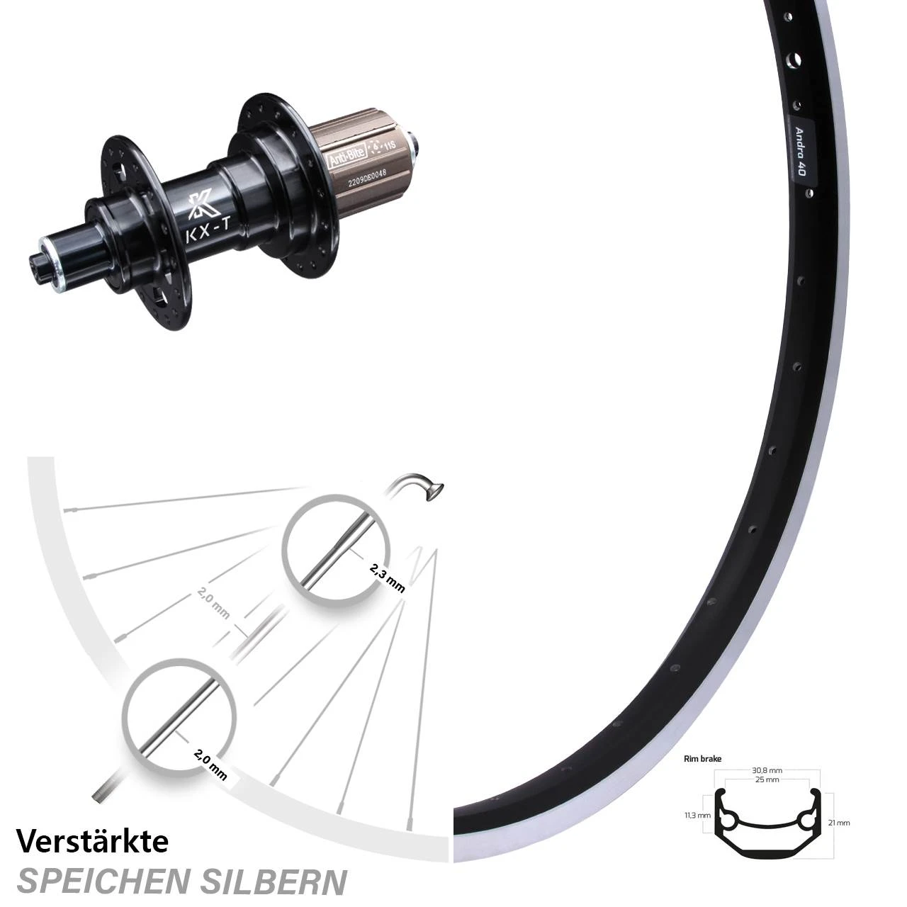 26 Zoll Hinterrad KX-T Nabe 135 Mm Mm Schwarz Ryde Andra 40 Verstärkt 3 26 Zoll Hinterrad KX-T Nabe 135 Mm Mm Schwarz Ryde Andra 40 Verstärkt