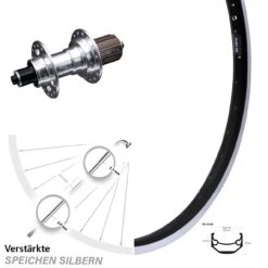 Nabe 6-fach Gelagert KX-T 135 Mm Silbern Eloxiert Ryde Andra 40 Hinterrad 26 Zoll