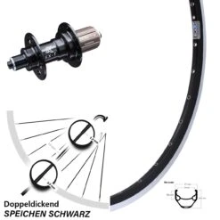 Ryde ZAC 421 Hinterrad 26 Zoll Mit KX-T Nabe 10/11-fach 5x135 Mm Schwarz