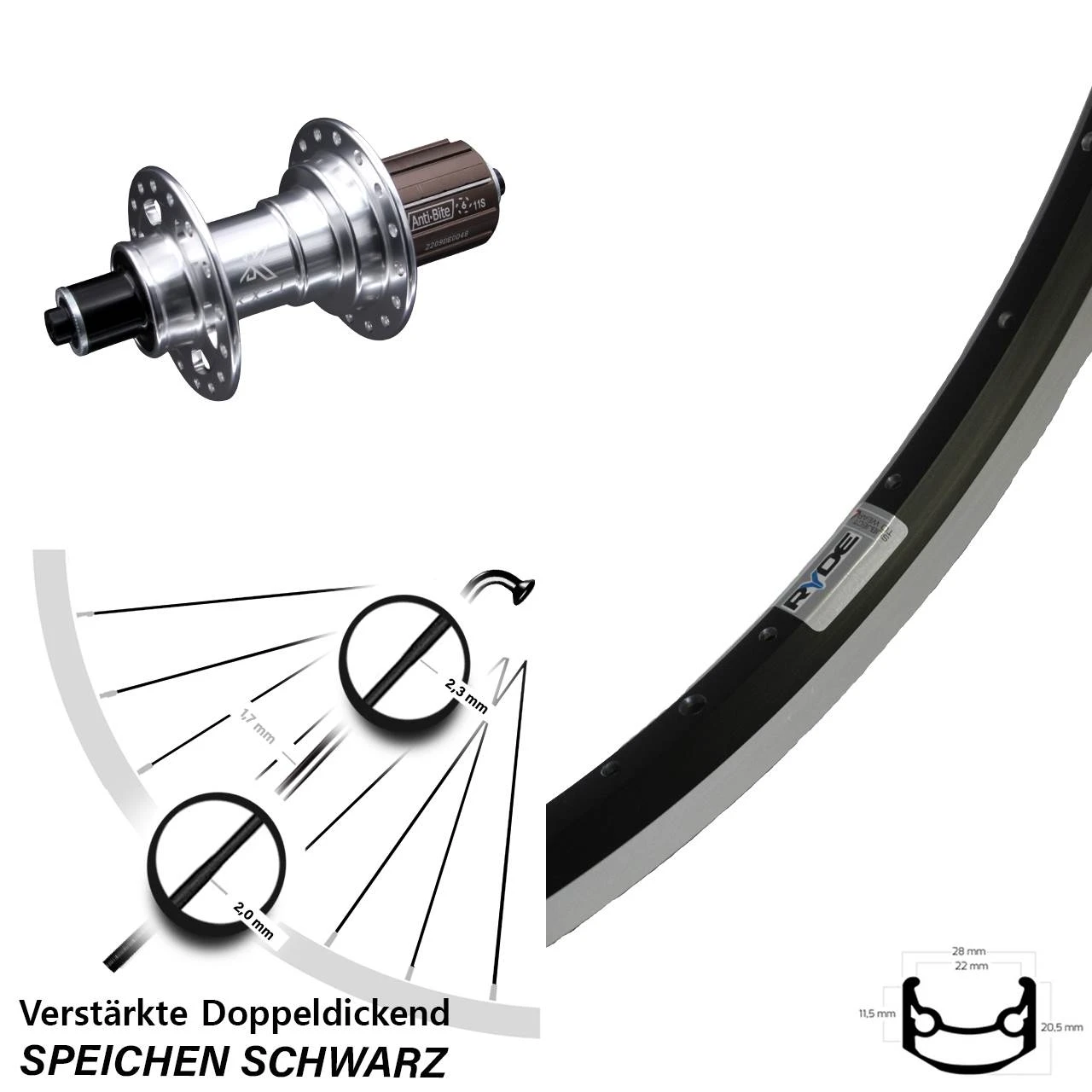 Ryde Andra 35 Felgenbremse Hinterrad Verstärkt 26 Zoll Mit Nabe KX-T 135 Mm Heavy Duty 3 Ryde Andra 35 Felgenbremse Hinterrad Verstärkt 26 Zoll Mit Nabe KX-T 135 Mm Heavy Duty