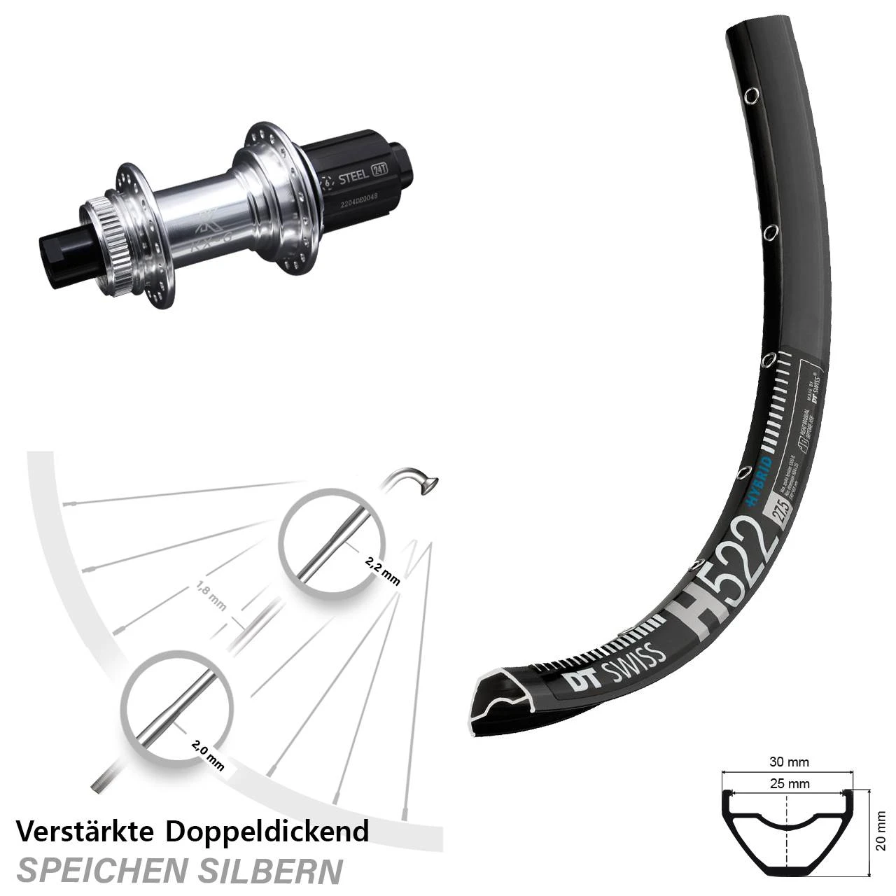 Dt-swiss KX-G/S 12x142 Mm Centerlock DT Swiss H 522 Laufrad 29 Zoll E-Bike 3 Dt-swiss KX-G/S 12x142 Mm Centerlock DT Swiss H 522 Laufrad 29 Zoll E-Bike