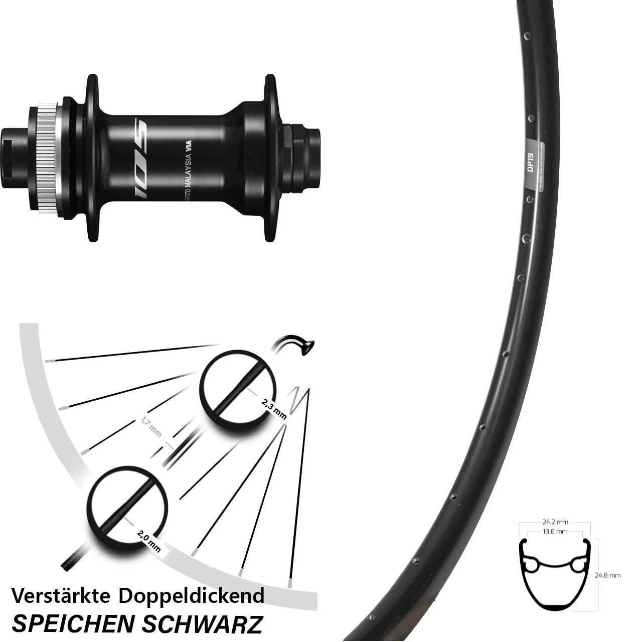 28 Zoll Vorderrad Shimano 105 HB-R7070 Ryde DP 19 Centerlock 3 28 Zoll Vorderrad Shimano 105 HB-R7070 Ryde DP 19 Centerlock