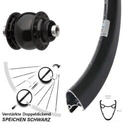 Vorderes Rad Mit Nabendynamo Ryde Dutch 19 SON Delux Centerlock Schwarz Verstärkt
