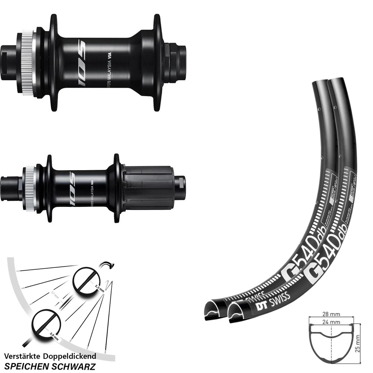Dt-swiss 27,5 Zoll DT Swiss G 540 Gravel Laufradsatz Steckachse Shimano 105 11-fach 3 Dt-swiss 27,5 Zoll DT Swiss G 540 Gravel Laufradsatz Steckachse Shimano 105 11-fach