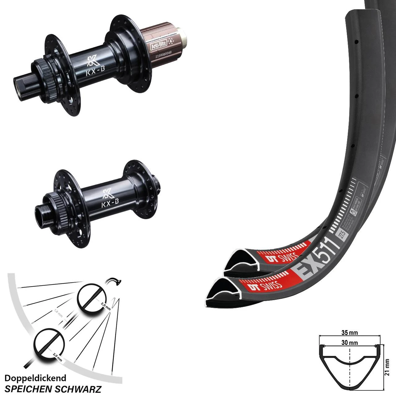Dt-swiss MTB Laufradsatz Enduro 27,5 Zoll Boost DT Swiss EX 511 KX-B Centerlock Shimano 11-fach 3 Dt-swiss MTB Laufradsatz Enduro 27,5 Zoll Boost DT Swiss EX 511 KX-B Centerlock Shimano 11-fach