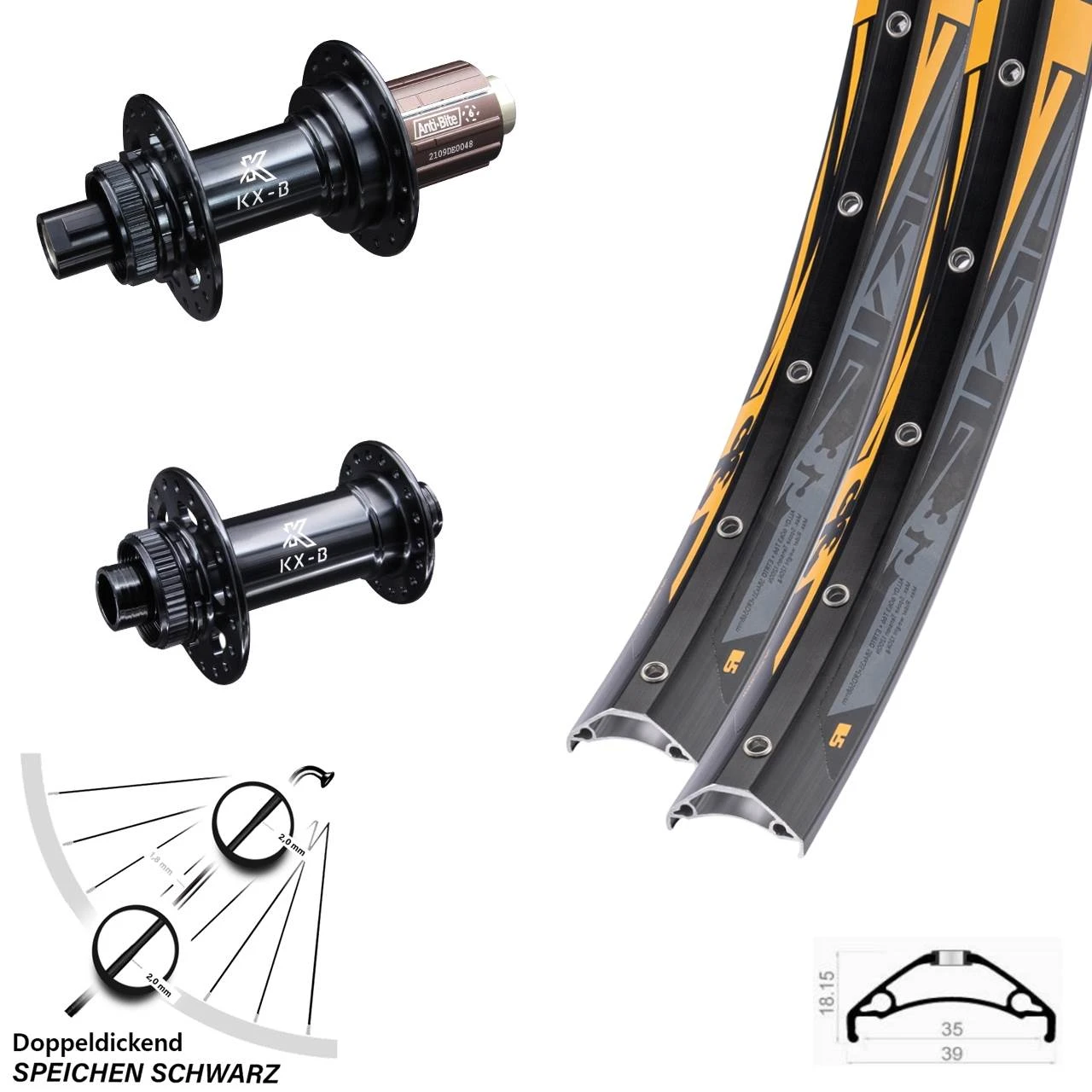 27,5+ Zoll Laufradsatz KX-B Centerlock Boost 110x148 Mm Shimano 11-fach Rodi TRYP35 3 27,5+ Zoll Laufradsatz KX-B Centerlock Boost 110x148 Mm Shimano 11-fach Rodi TRYP35