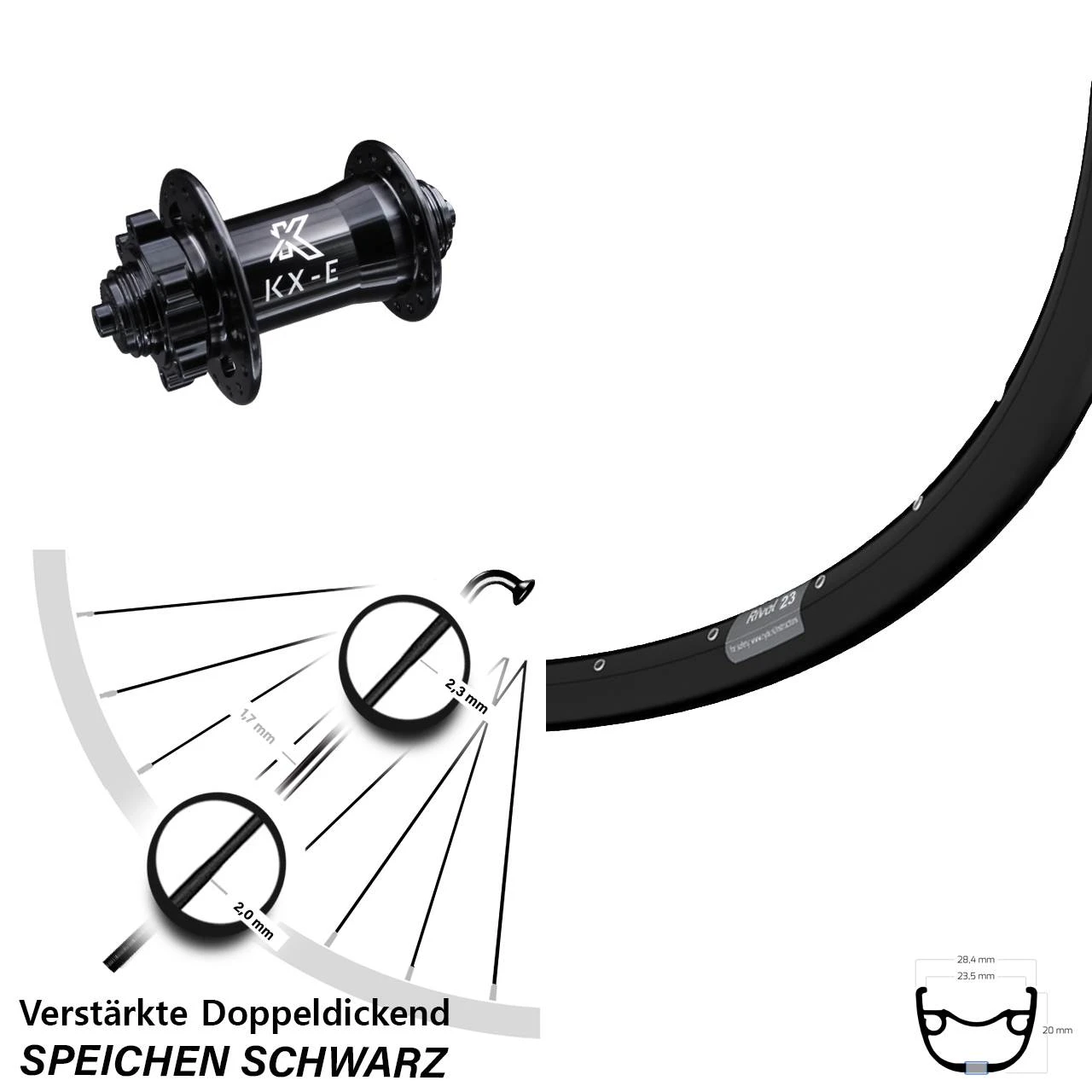 Ryde Rival 23-622 ETRTO Vorderrad 29 Zoll Mit KX-E Nabe Schnellspanner Verstärkt MTB 3 Ryde Rival 23-622 ETRTO Vorderrad 29 Zoll Mit KX-E Nabe Schnellspanner Verstärkt MTB