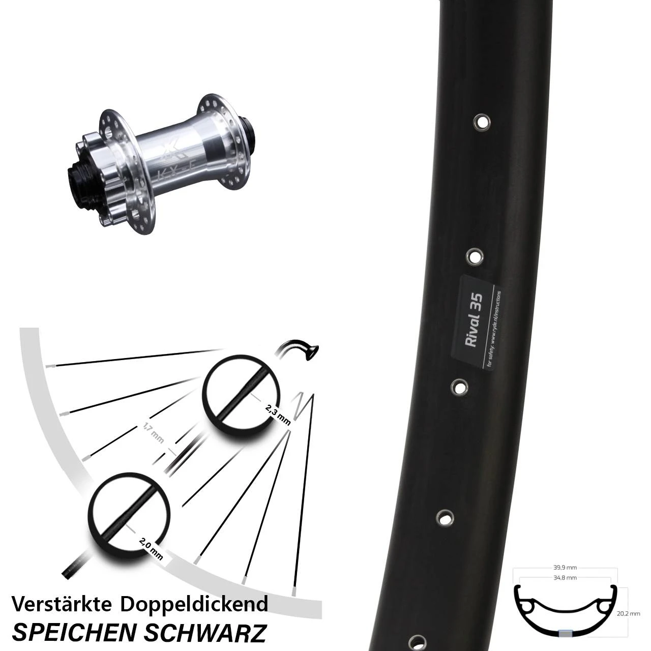 Ryde Rival 35 Disc Vorderrad 29+ Zoll Mit KX-E Silbern 15x100 Mm 4 Kugellager 3 Ryde Rival 35 Disc Vorderrad 29+ Zoll Mit KX-E Silbern 15x100 Mm 4 Kugellager