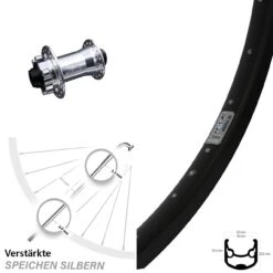 KX-E Nabe Silbern 15x100 Mm 6-loch Ryde Andra 30 Disc Vorderrad 26 Zoll