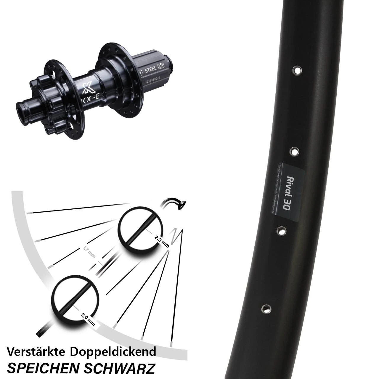 Ryde Rival 30 Disc Hinterrad 27,5 Zoll KX-E Nabe 12x142 Mm Shimano 11-fach 3 Ryde Rival 30 Disc Hinterrad 27,5 Zoll KX-E Nabe 12x142 Mm Shimano 11-fach