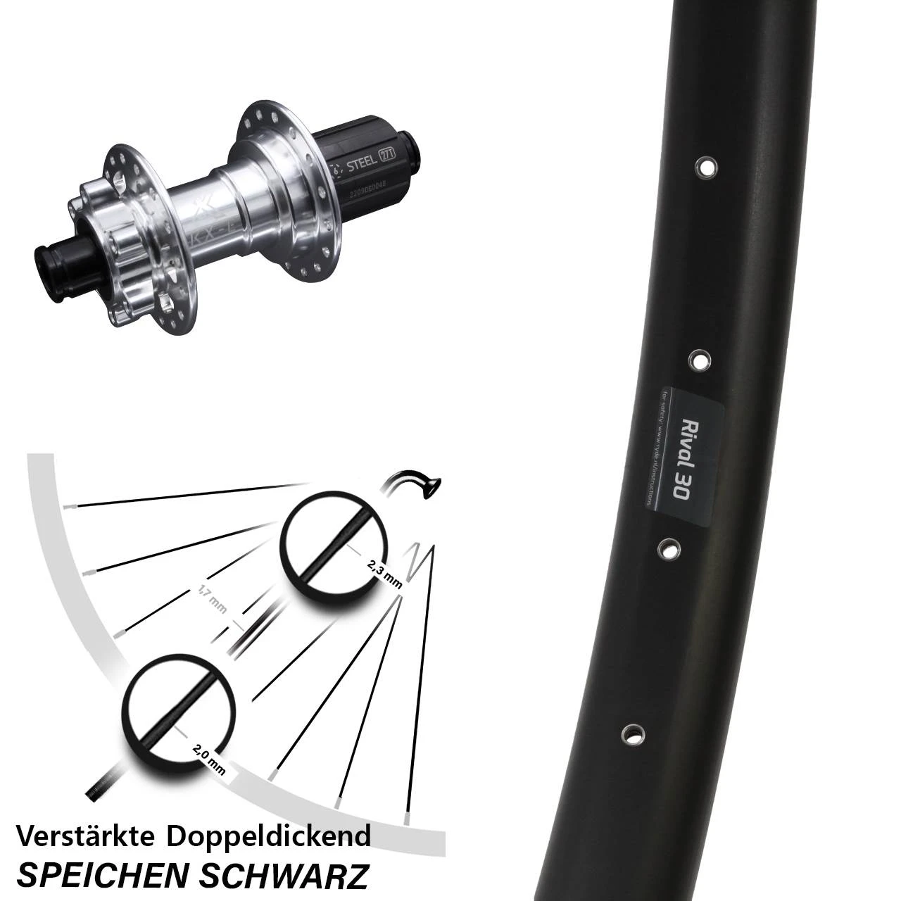 Ryde Rival 30 Disc Hinterrad 27,5 Zoll KX-E Nabe Silbern 12x142 Mm Shimano 11-fach 3 Ryde Rival 30 Disc Hinterrad 27,5 Zoll KX-E Nabe Silbern 12x142 Mm Shimano 11-fach