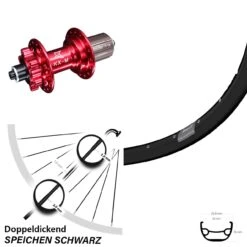 29 Zoll Hinterrad Ryde Rival 21 Mit KX-M HR 6-loch Nabe Rot-eloxiert