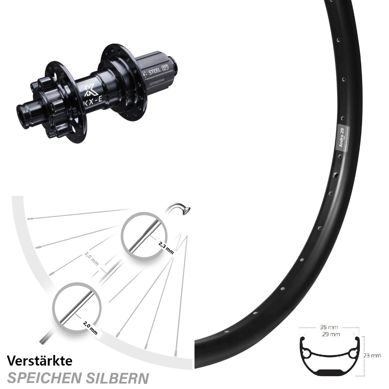 27,5 Zoll Hinterrad KX-E Nabe Schwarz 12x142 Mm 6-Loch 11-fach Ryde Andra 29 3 27,5 Zoll Hinterrad KX-E Nabe Schwarz 12x142 Mm 6-Loch 11-fach Ryde Andra 29