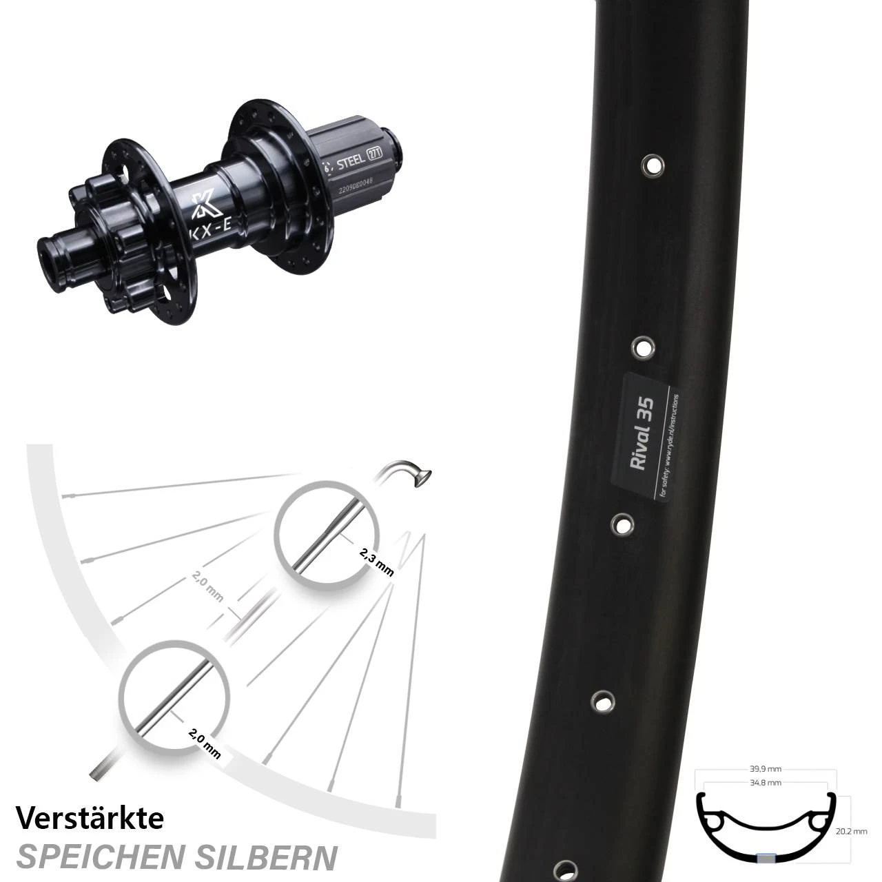 27,5+ Zoll Hinterrad Ryde Rival 35 Disc Mit KX-E Nabe 12x142 Mm 3 27,5+ Zoll Hinterrad Ryde Rival 35 Disc Mit KX-E Nabe 12x142 Mm