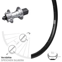 KX-E Nabe Silbern-eloxiert Ryde Andra 29 Hinteres Rad 26 Zoll Verstärkt 5x135 Mm