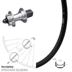 Ryde Andra 40 Disc Hinterrad 27,5 Zoll KX-E Silbern-eloxiert 5x135 Mm